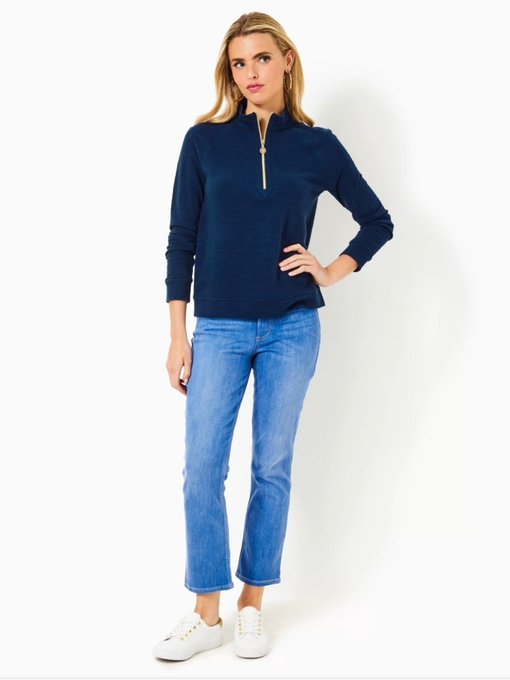 NWT Lilly Pulitzer XXL Ashlee Half-Zip Pullover “Low Tide Navy” - Picture 2 of 7
